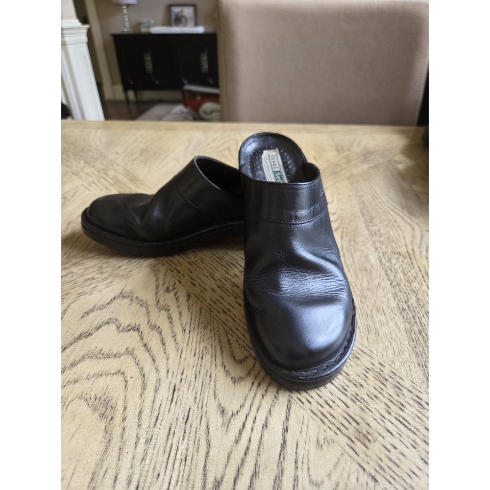 Josef Seibel Shoes Womens 8/39 Casual Slip On Heeled Mule Clogs Black Leather - Picture 7 of 7